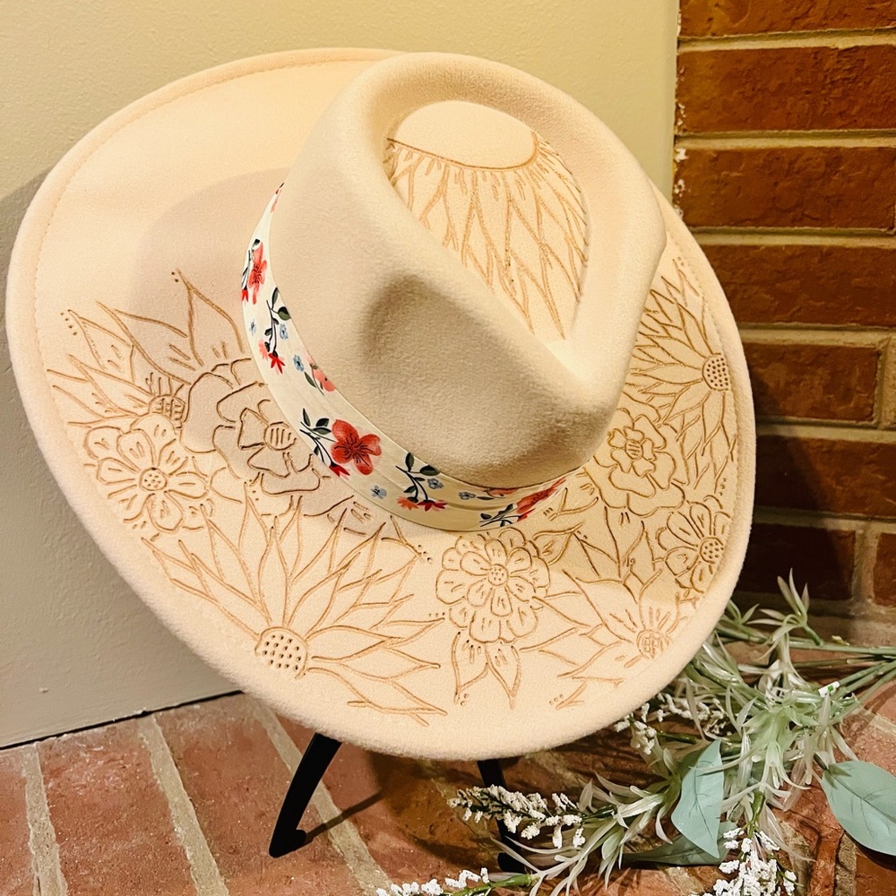 Hand burned fedora